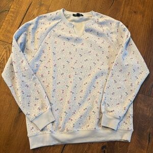 Vinyl Icons Sky Blue Floral Pattern Sweatshirt NWOT